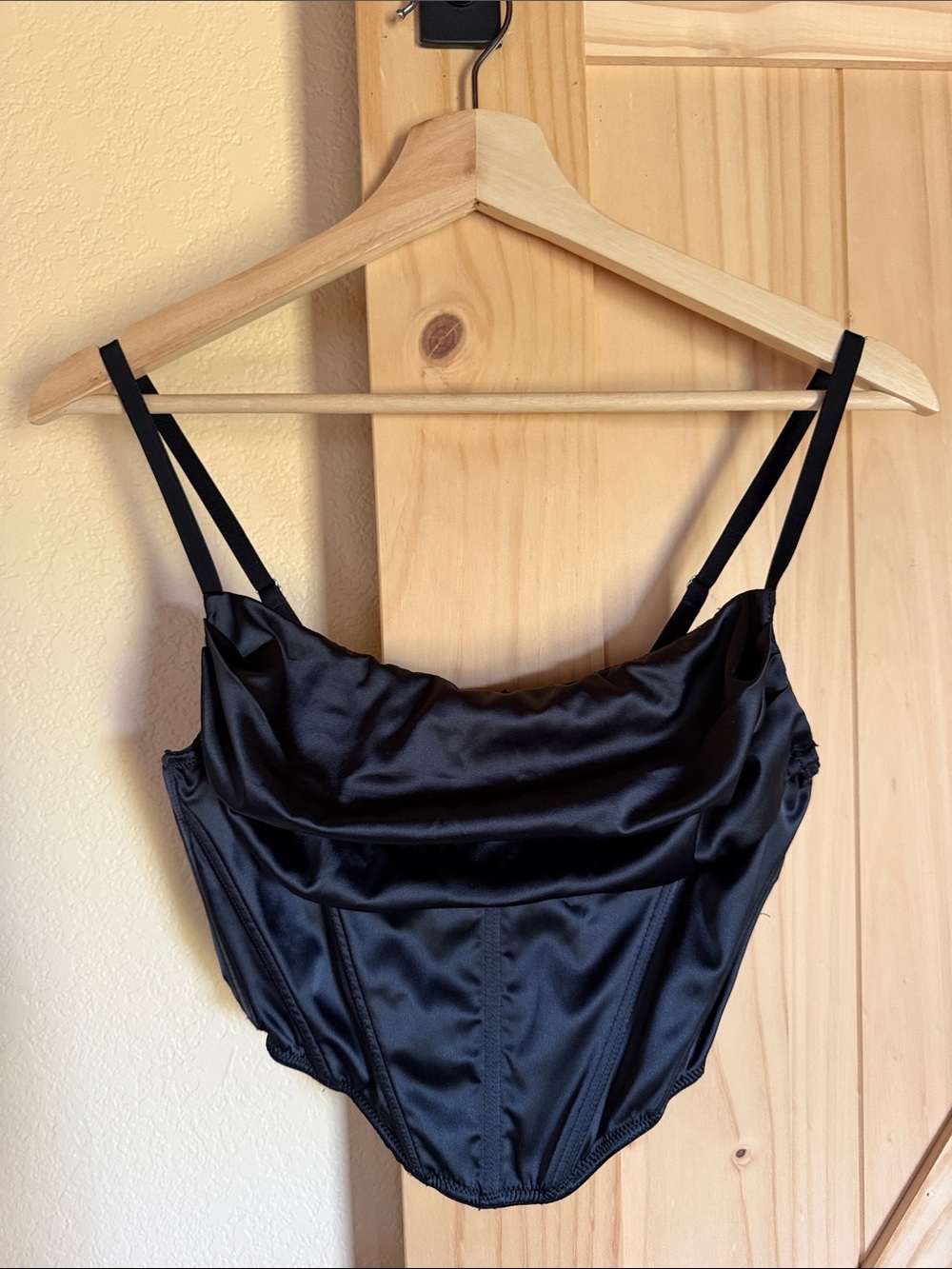 Urban Outfitters Black Satin Cowl Neck Bodysuit